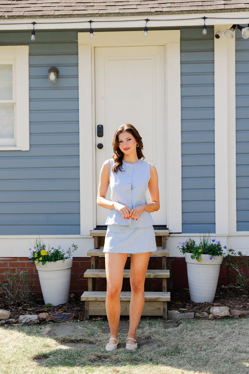 Gingham Button Up Romper