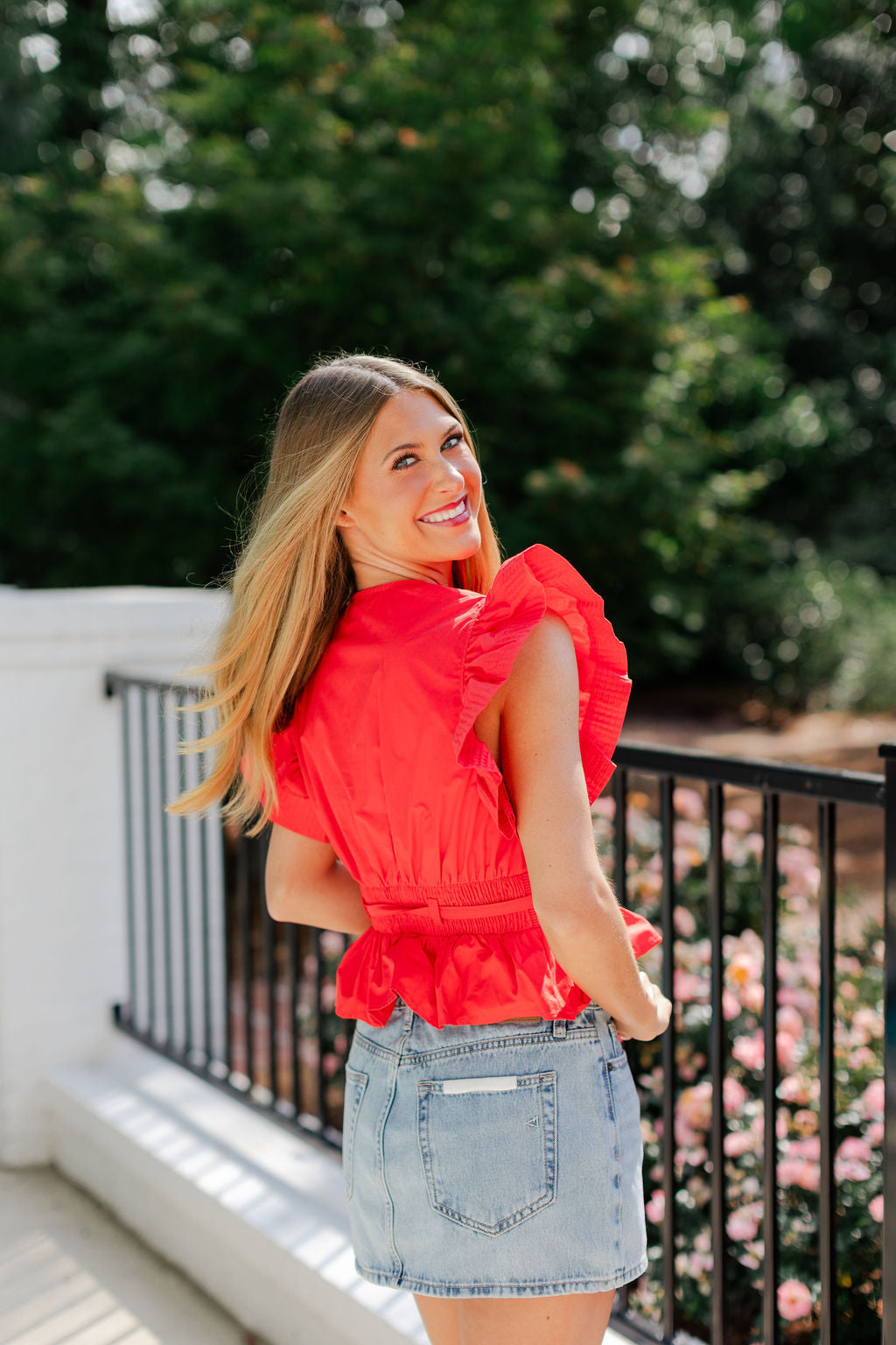 Flutter Sleeve Peplum Tie Top