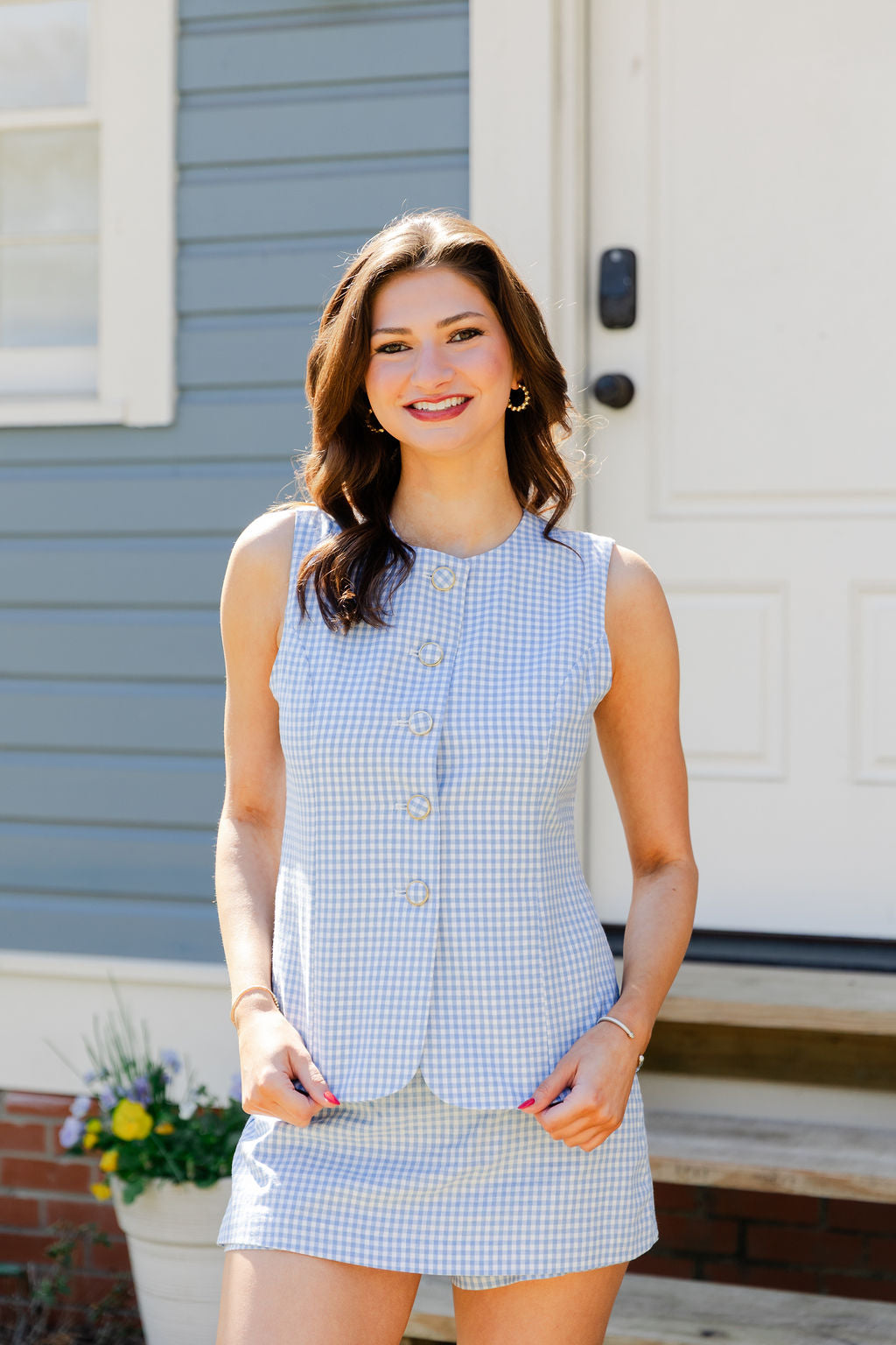 Gingham Button Up Romper