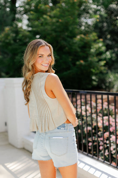 Linen Pleated Top