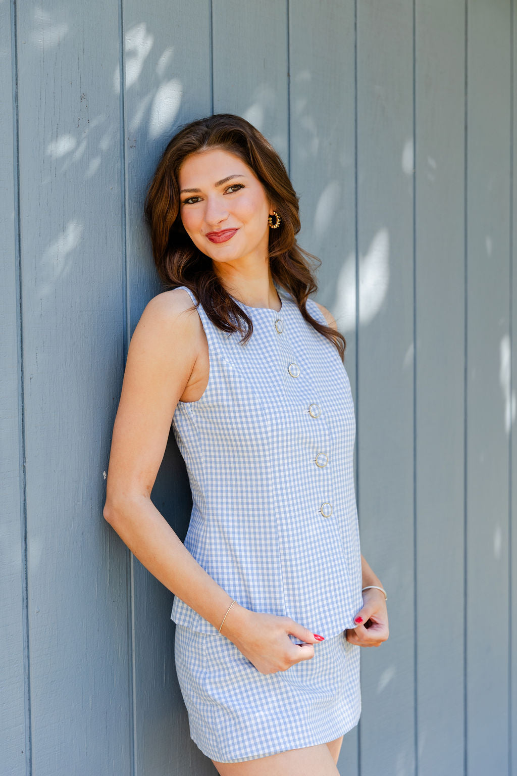 Gingham Button Up Romper