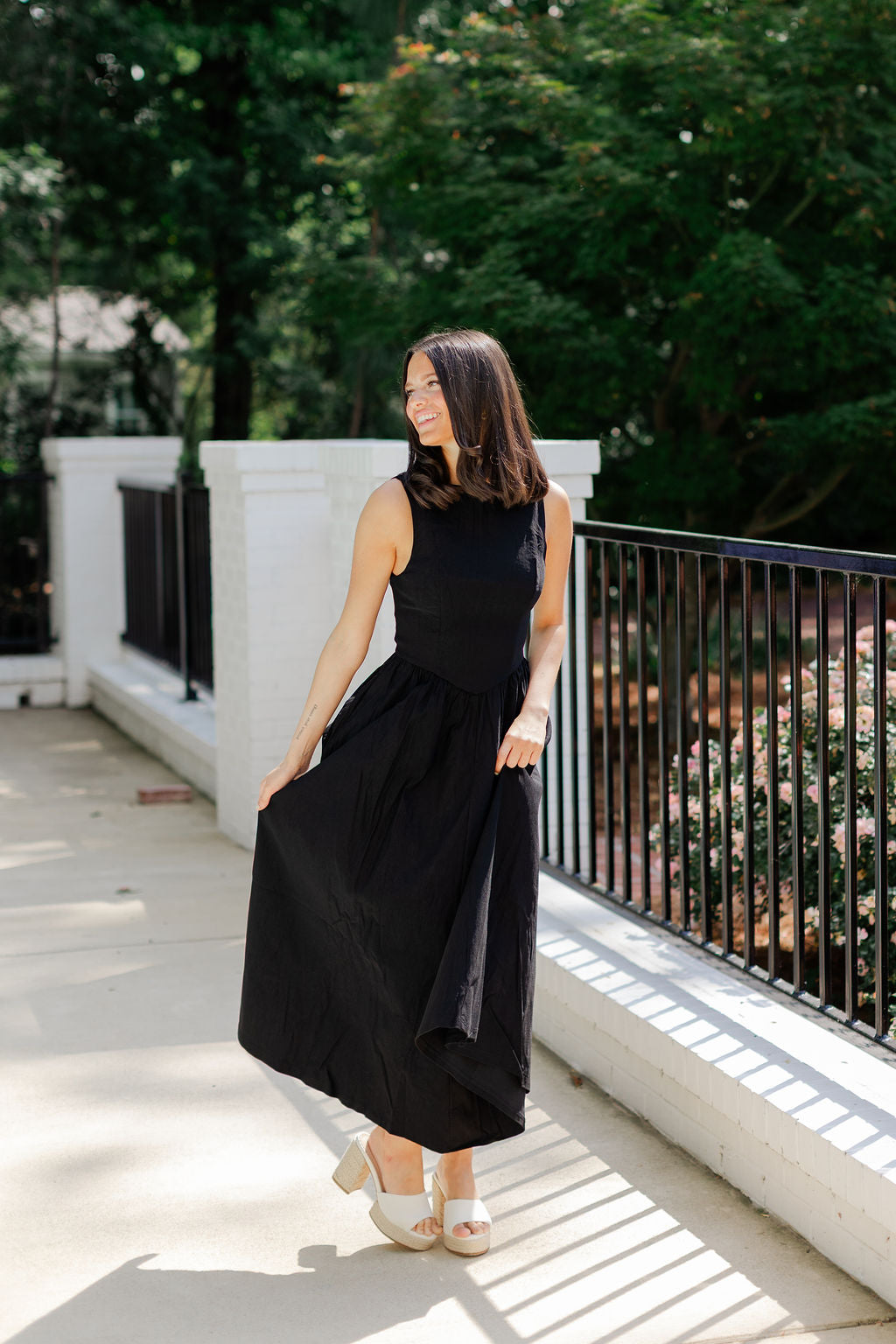 Boatneck Chevron Waist Midi Dress
