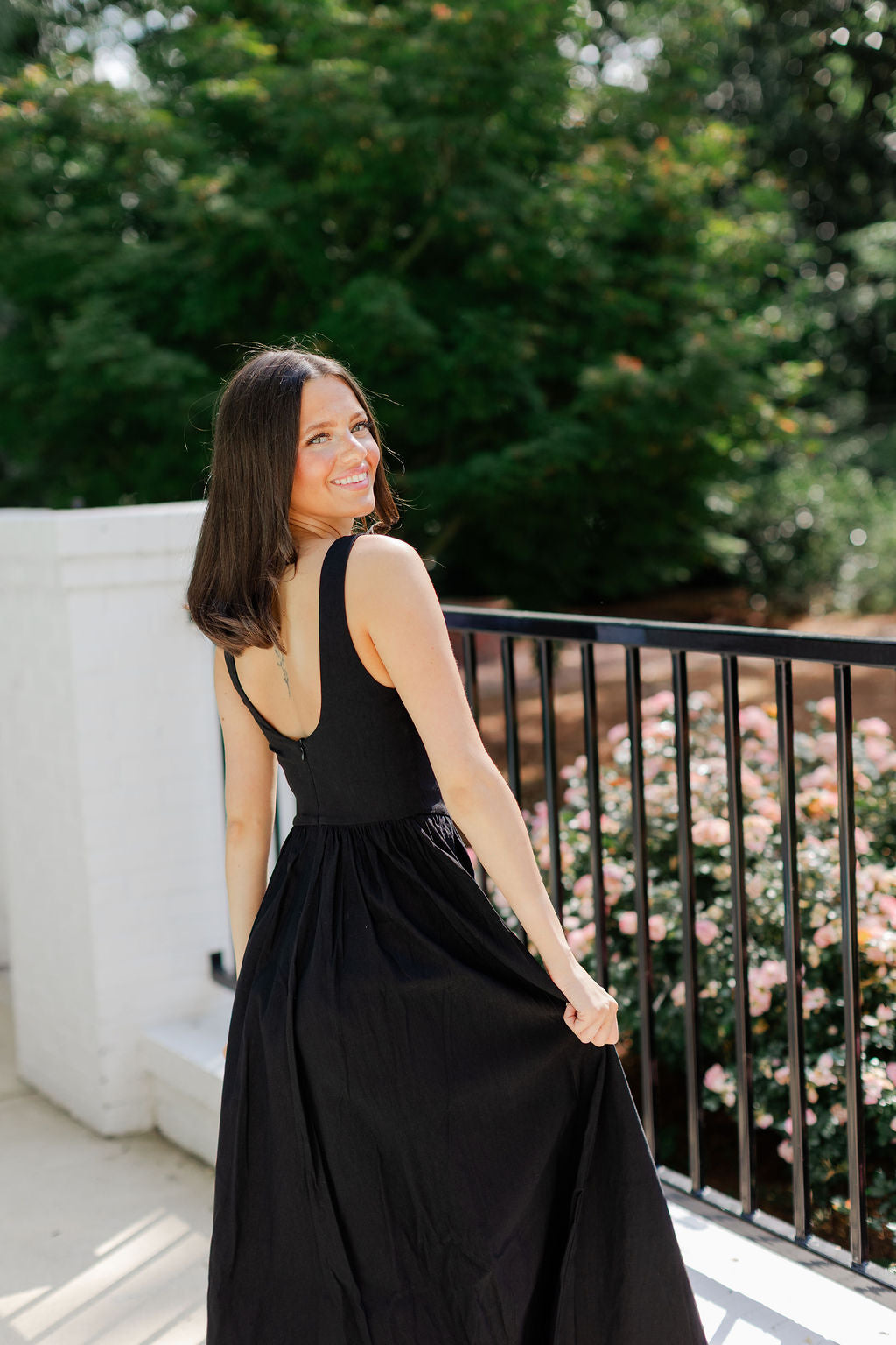 Boatneck Chevron Waist Midi Dress