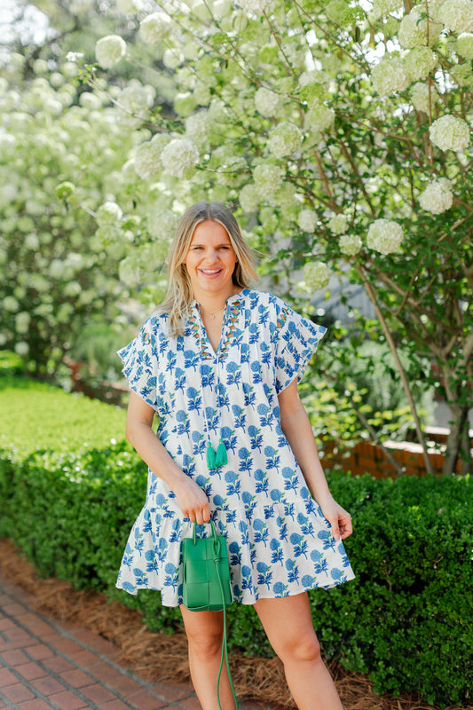Ruffle Sleeve Floral Print Dress