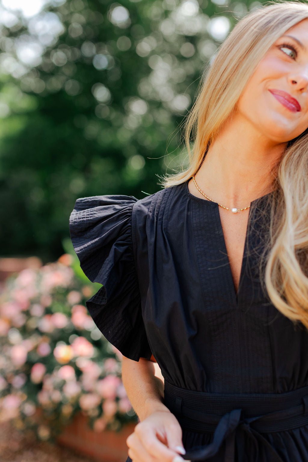 Flutter Sleeve Peplum Tie Top