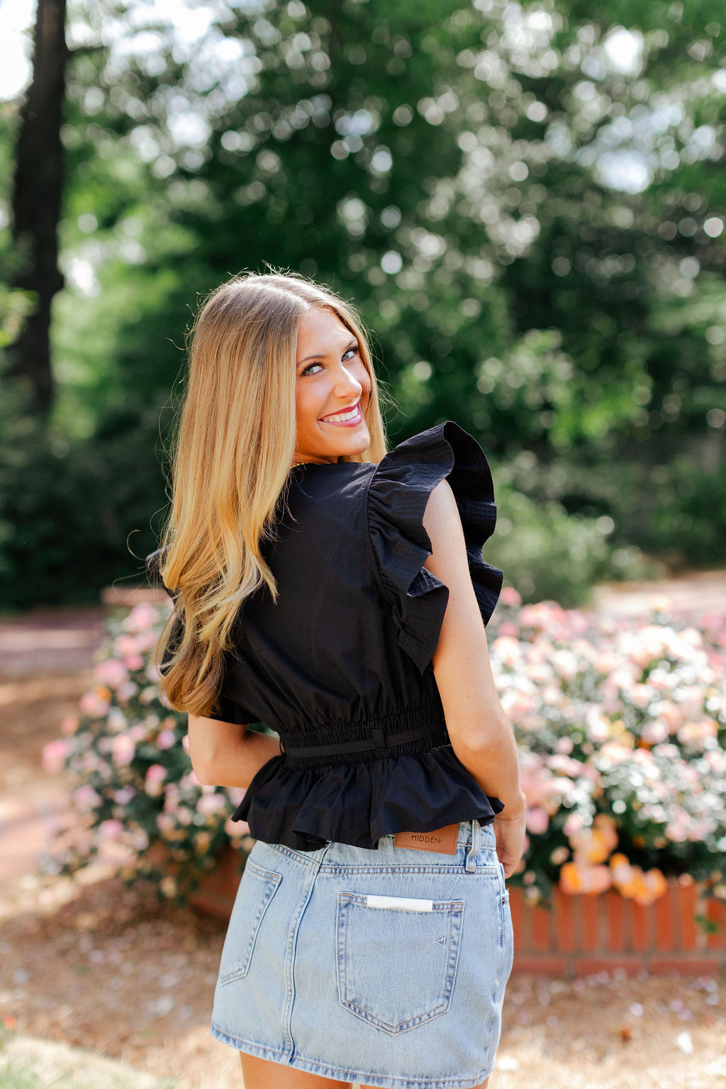 Flutter Sleeve Peplum Tie Top