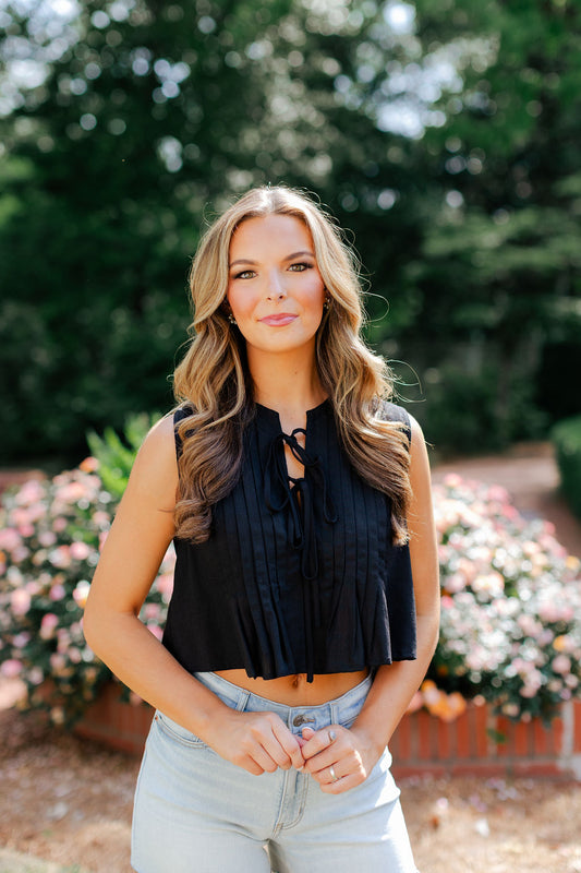 Linen Pleated Top