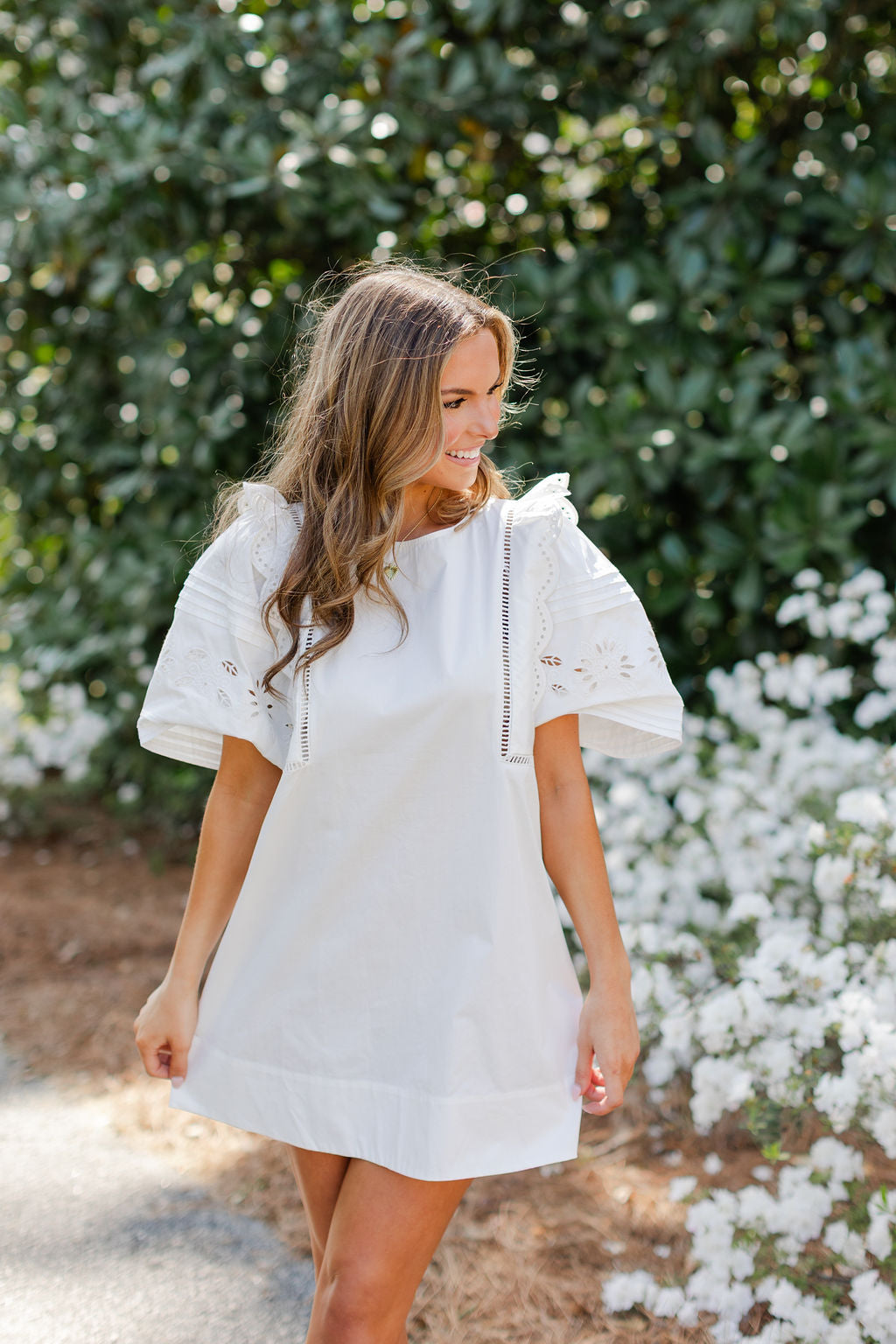 Embroidered Puff Sleeve Mini Dress
