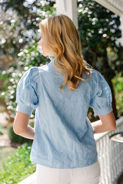 Floral Embroidered Short Sleeve Top