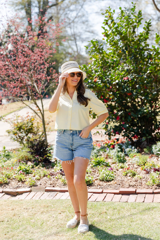 Short Sleeve V Neck Top