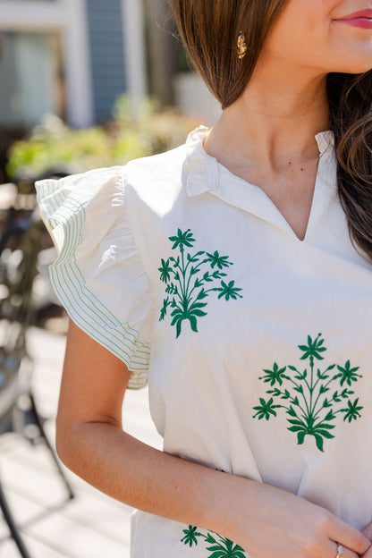 Ruffle Sleeve Stitched Top
