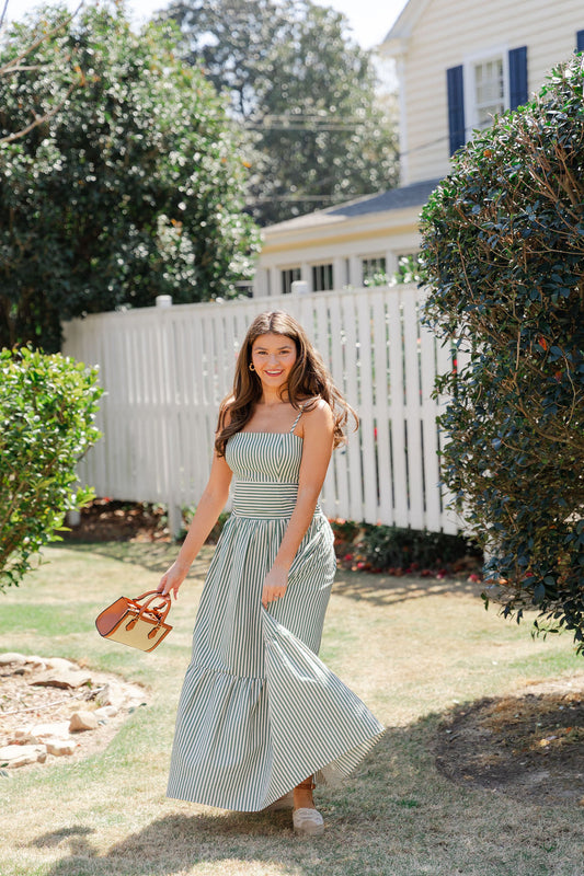 Striped Textured Tiered Dress