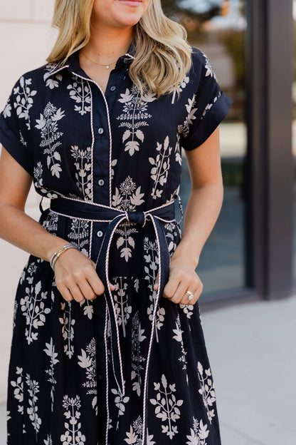 Short Sleeve Floral Midi Dress