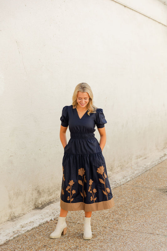 V-Neck Midi Dress