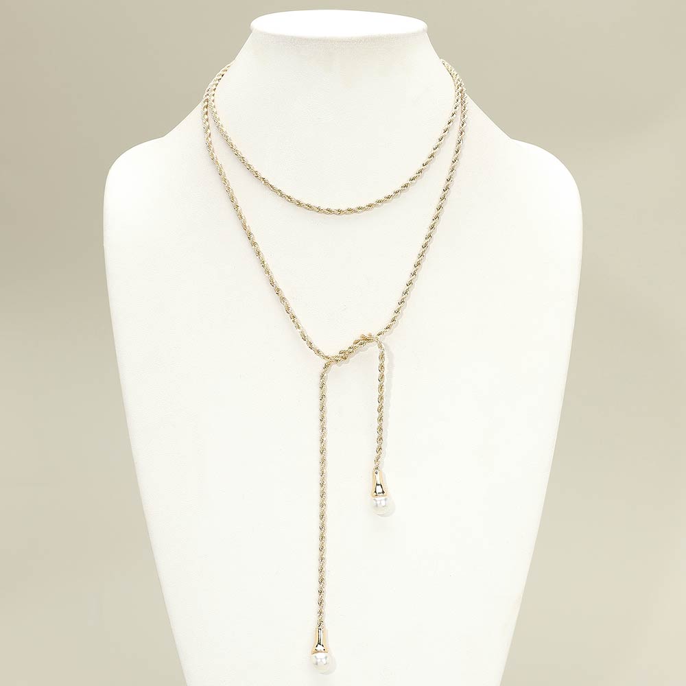 Pearl Drop Rope Chain Wrap Necklace