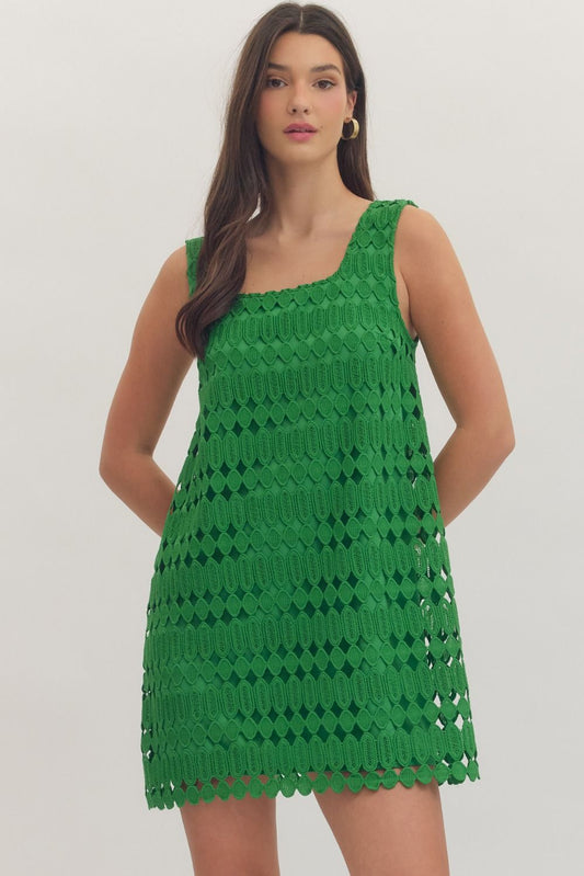 Textured Open Overlay Mini Dress