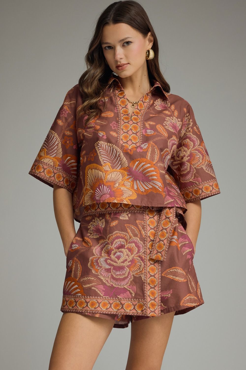 Botanical Print Top & Skort Set