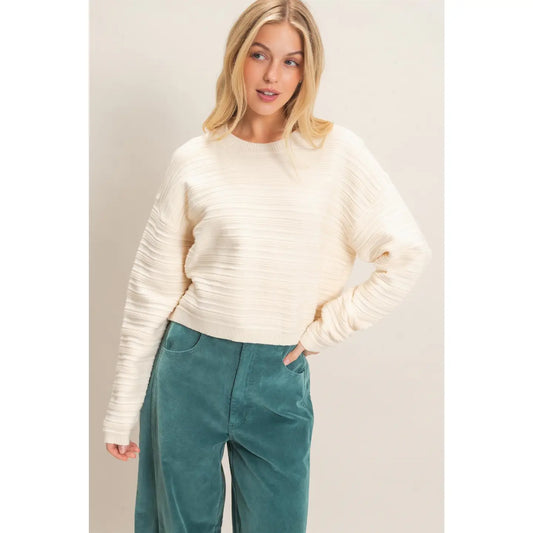 Textured Crew Neck Sweater