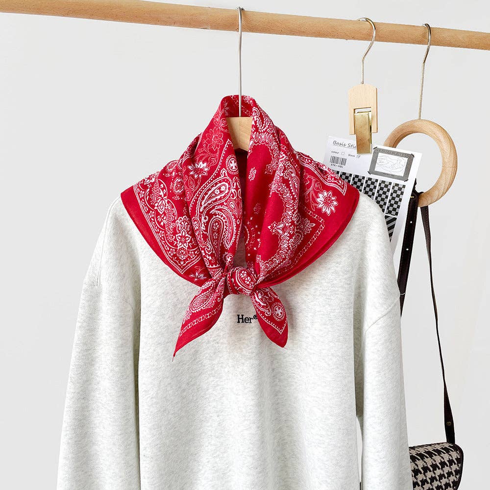 Splicing Print Vintage Square Silk Scarf