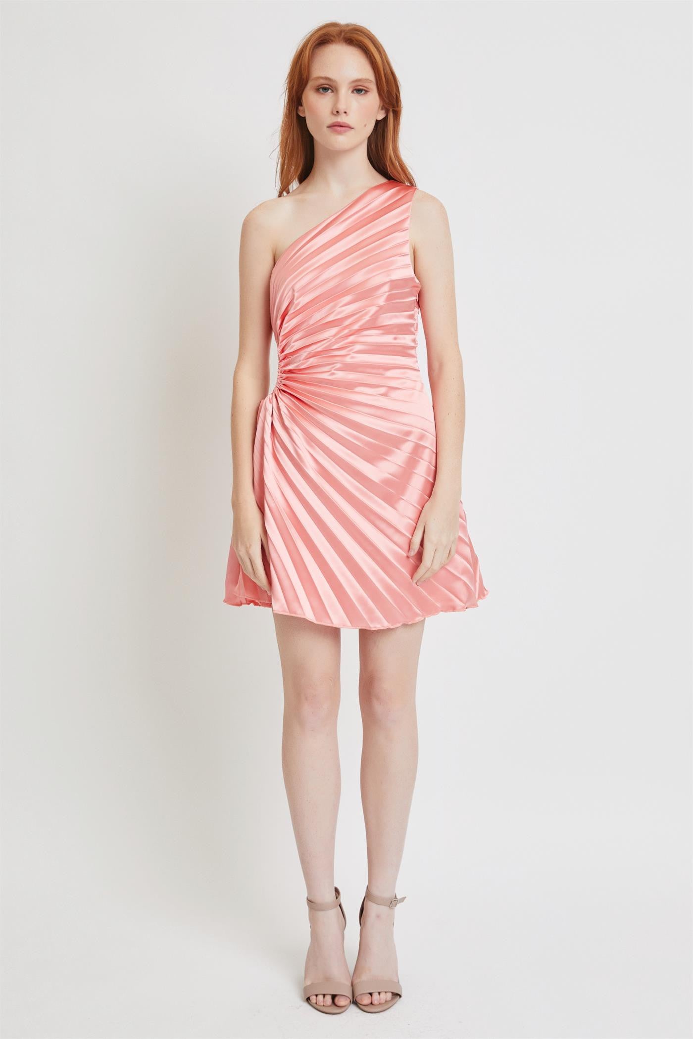 One Shoulder Pleated Dress