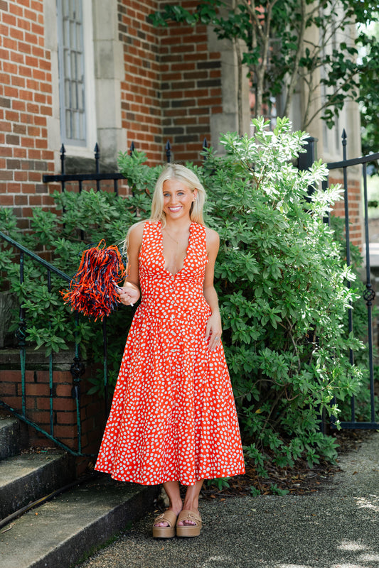 Polka Dot Deep V Dress