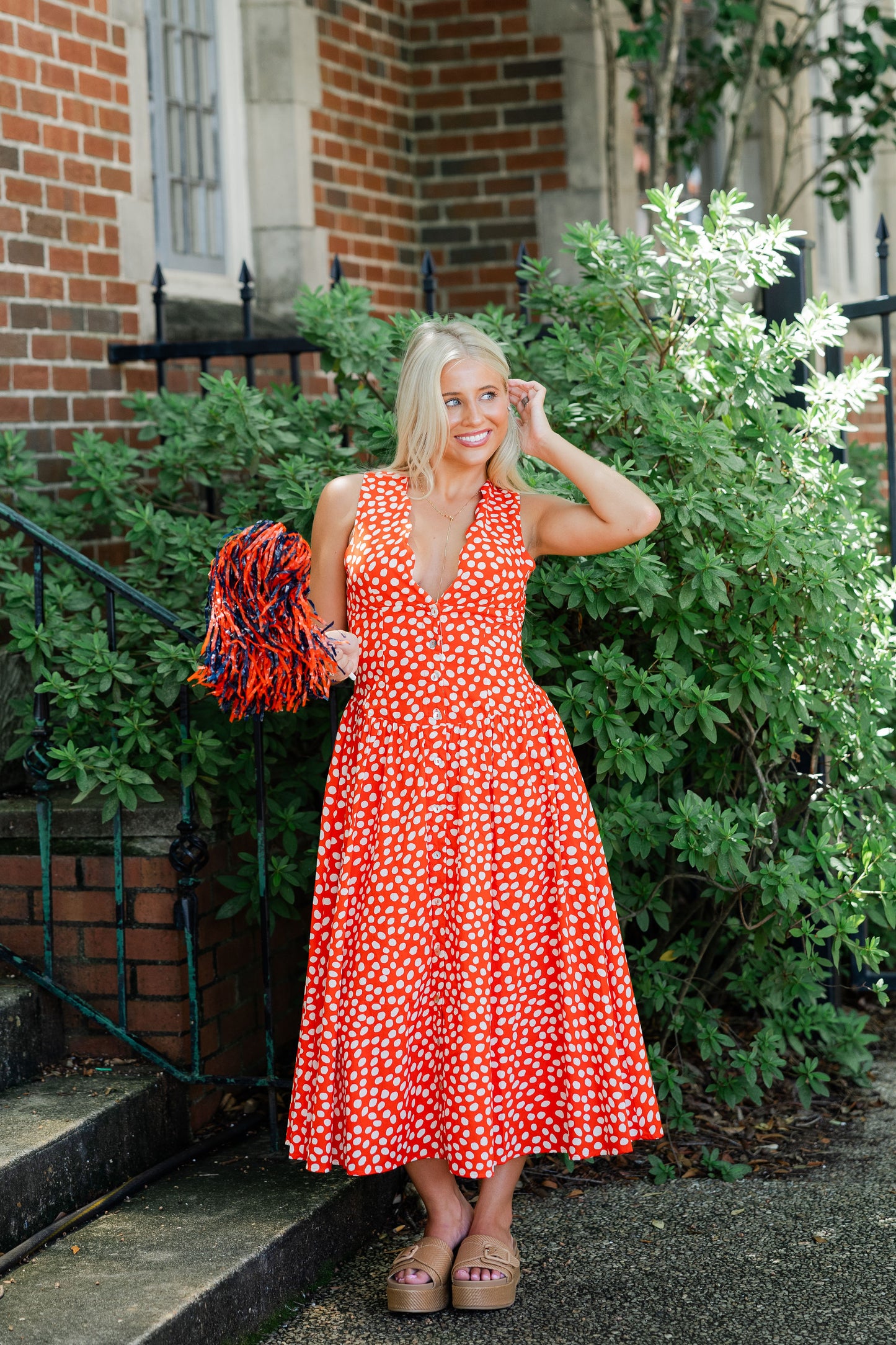 Polka Dot Deep V Dress