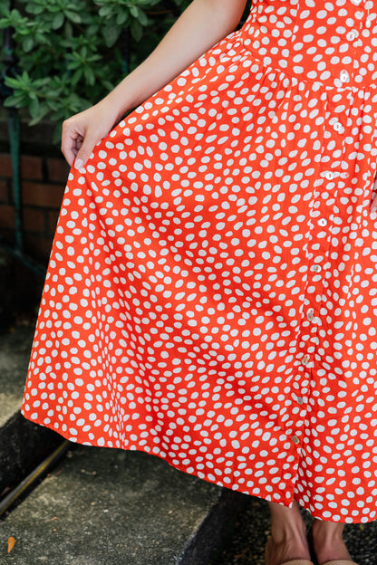 Polka Dot Deep V Dress