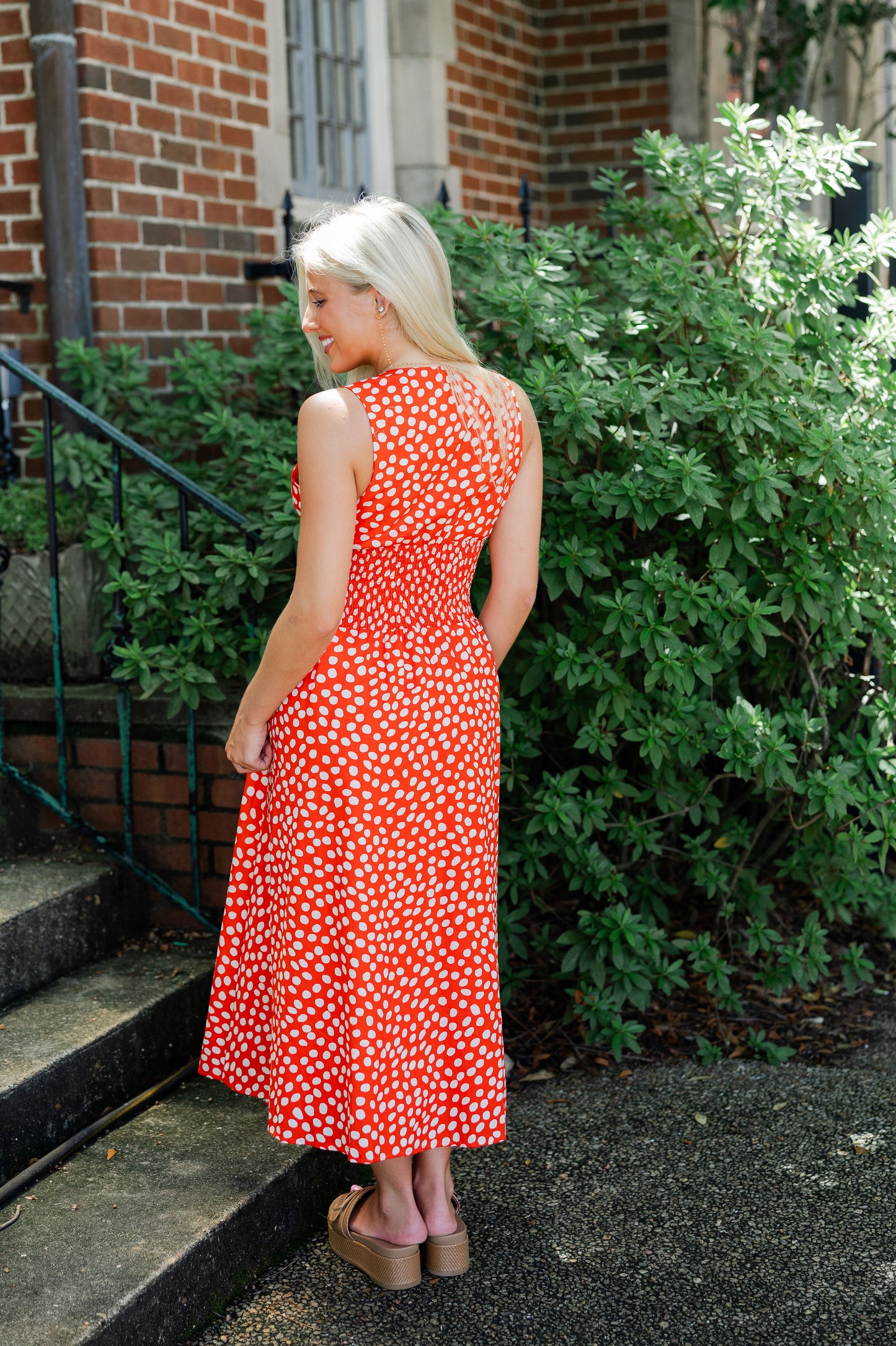Polka Dot Deep V Dress