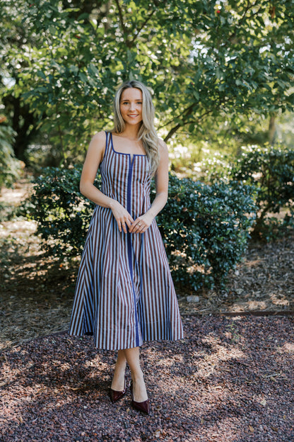 Striped Sleeveless Midi Dress