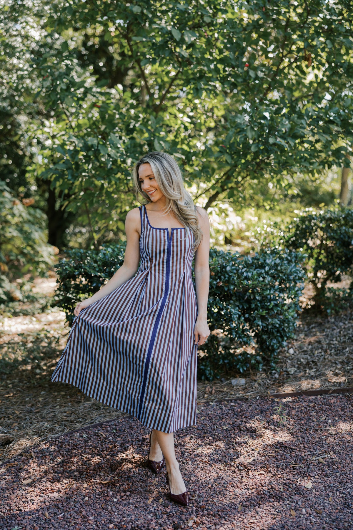 Striped Sleeveless Midi Dress