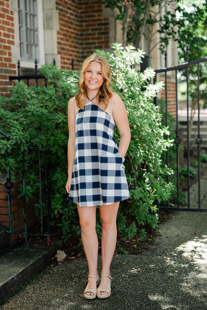Flora Gingham Halter Romper
