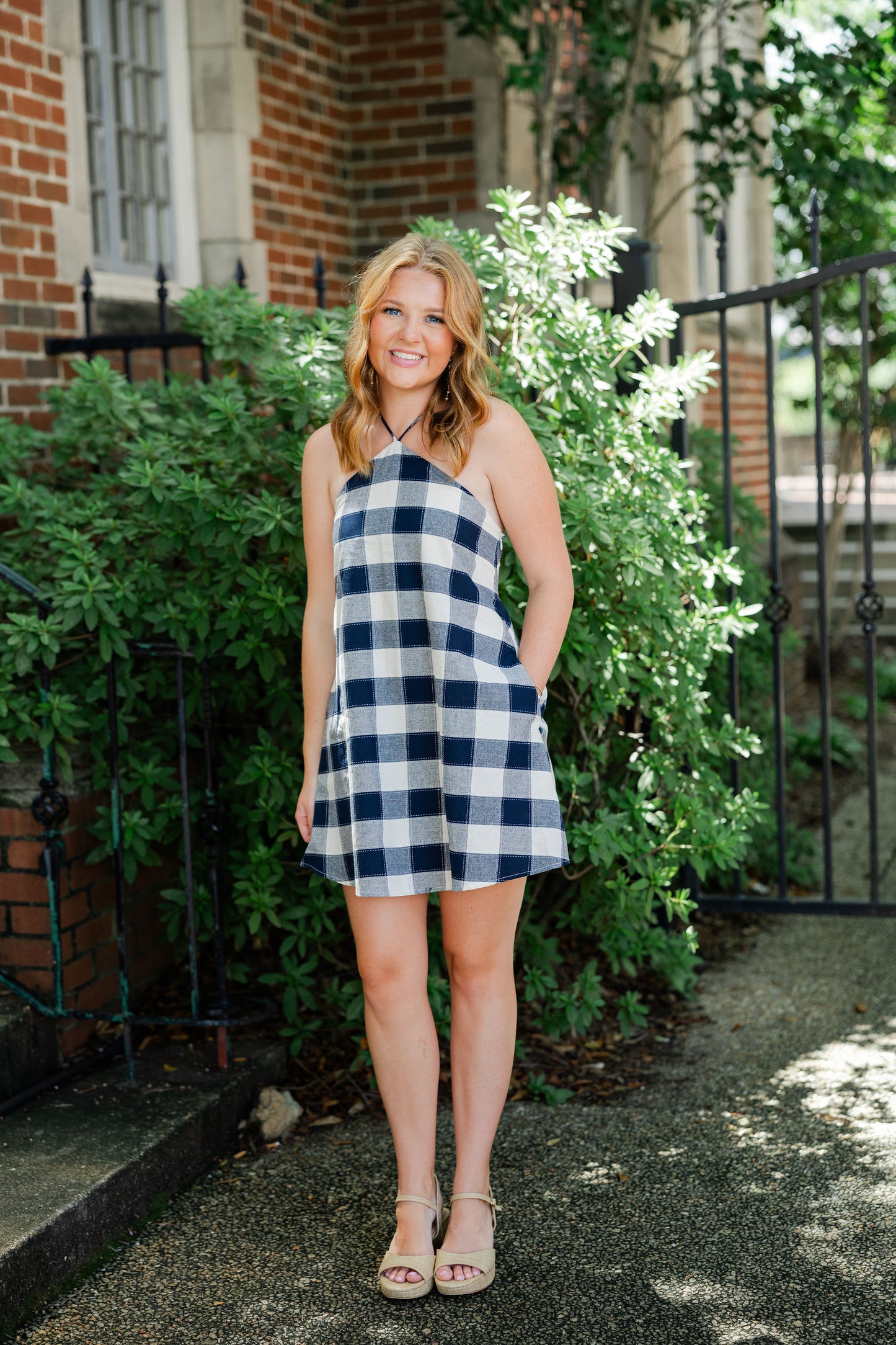 Flora Gingham Halter Romper