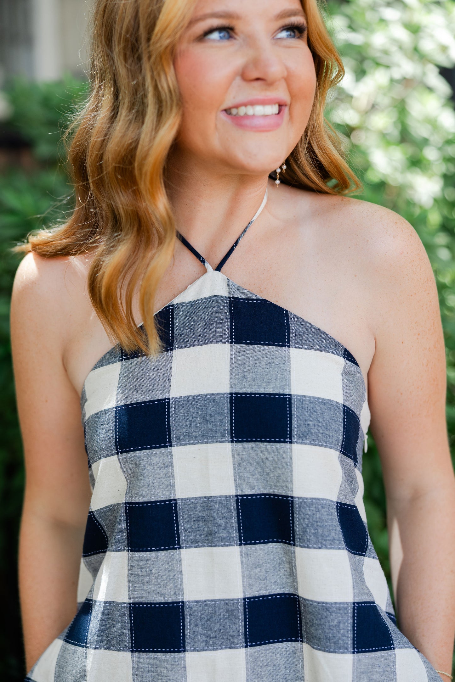 Flora Gingham Halter Romper