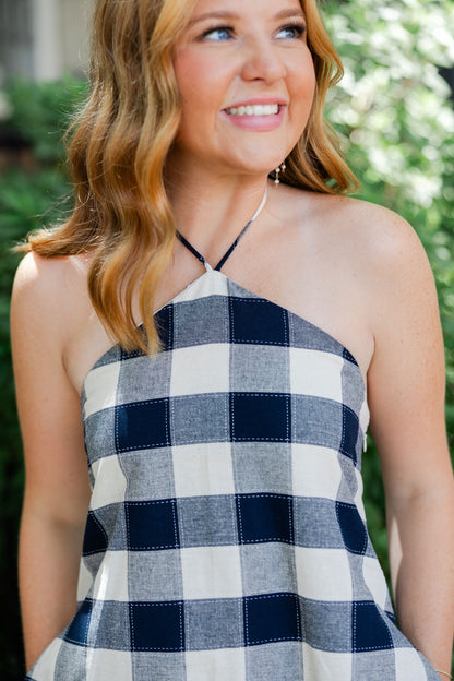 Flora Gingham Halter Romper