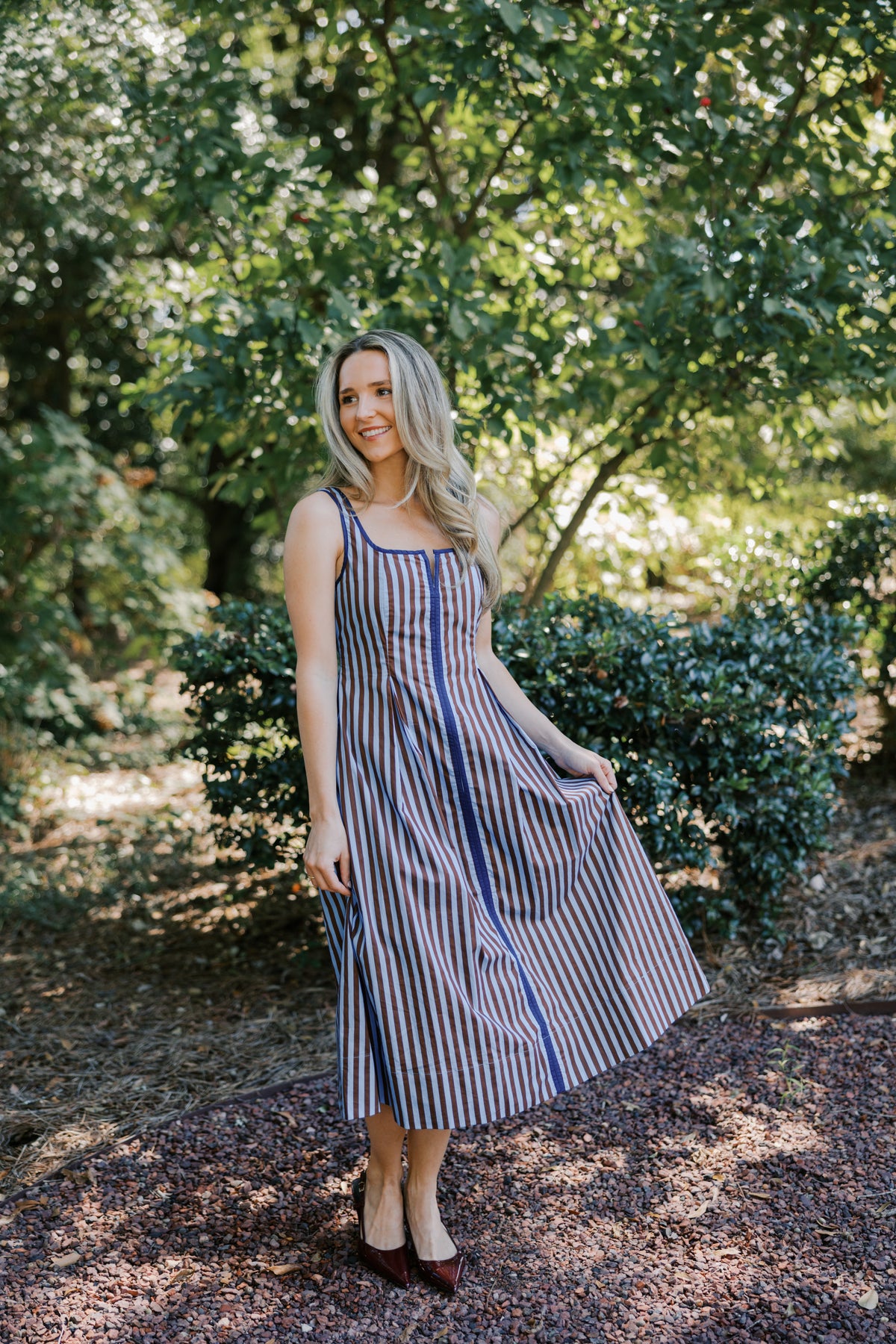 Striped Sleeveless Midi Dress