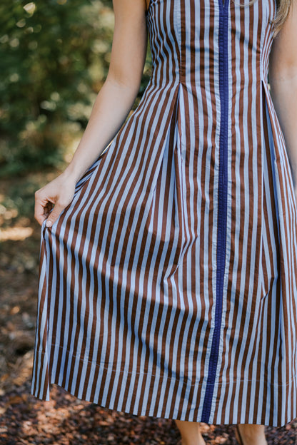 Striped Sleeveless Midi Dress