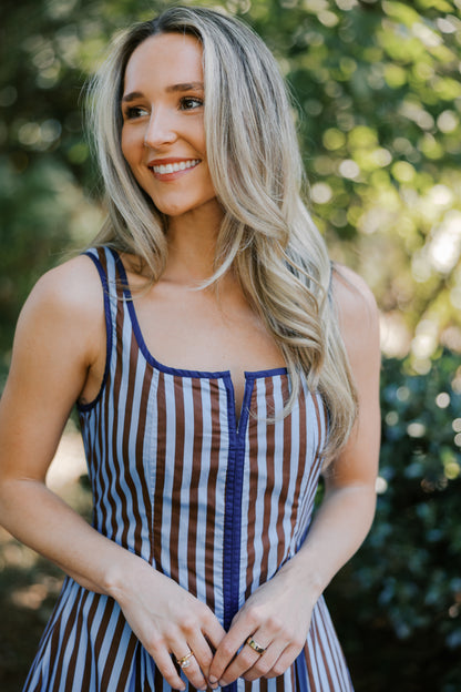 Striped Sleeveless Midi Dress
