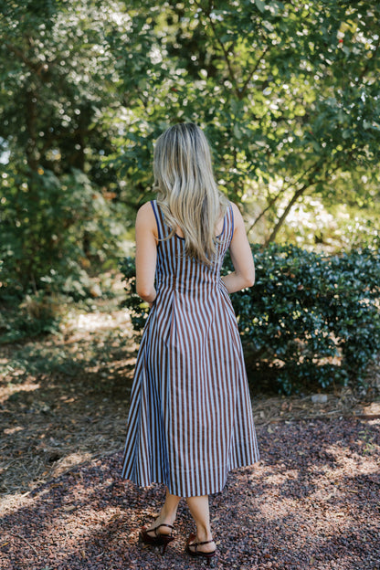 Striped Sleeveless Midi Dress