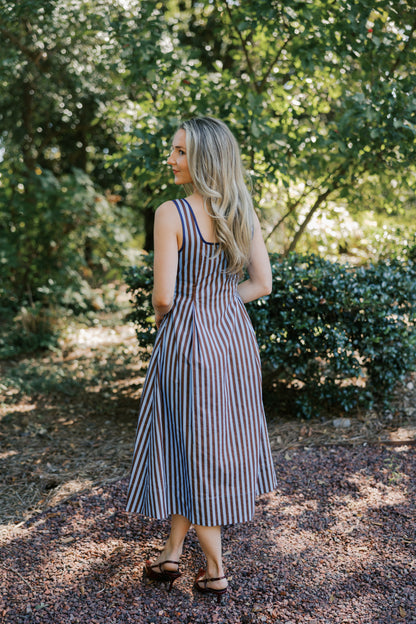 Striped Sleeveless Midi Dress
