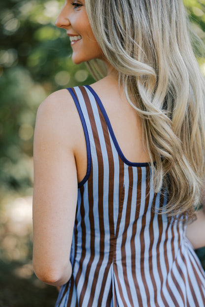 Striped Sleeveless Midi Dress