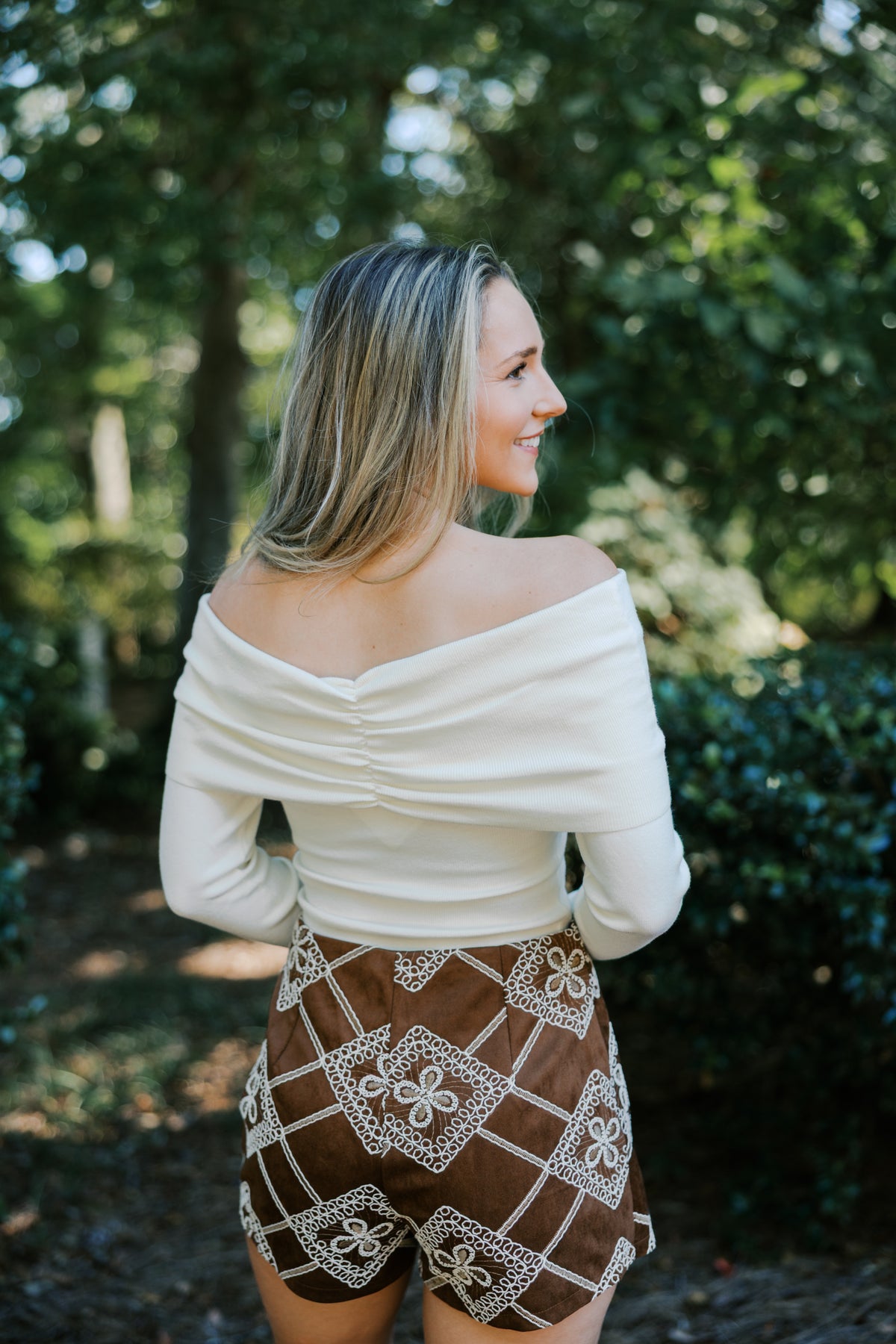 Embroidered Suede Asymmetrical Skort