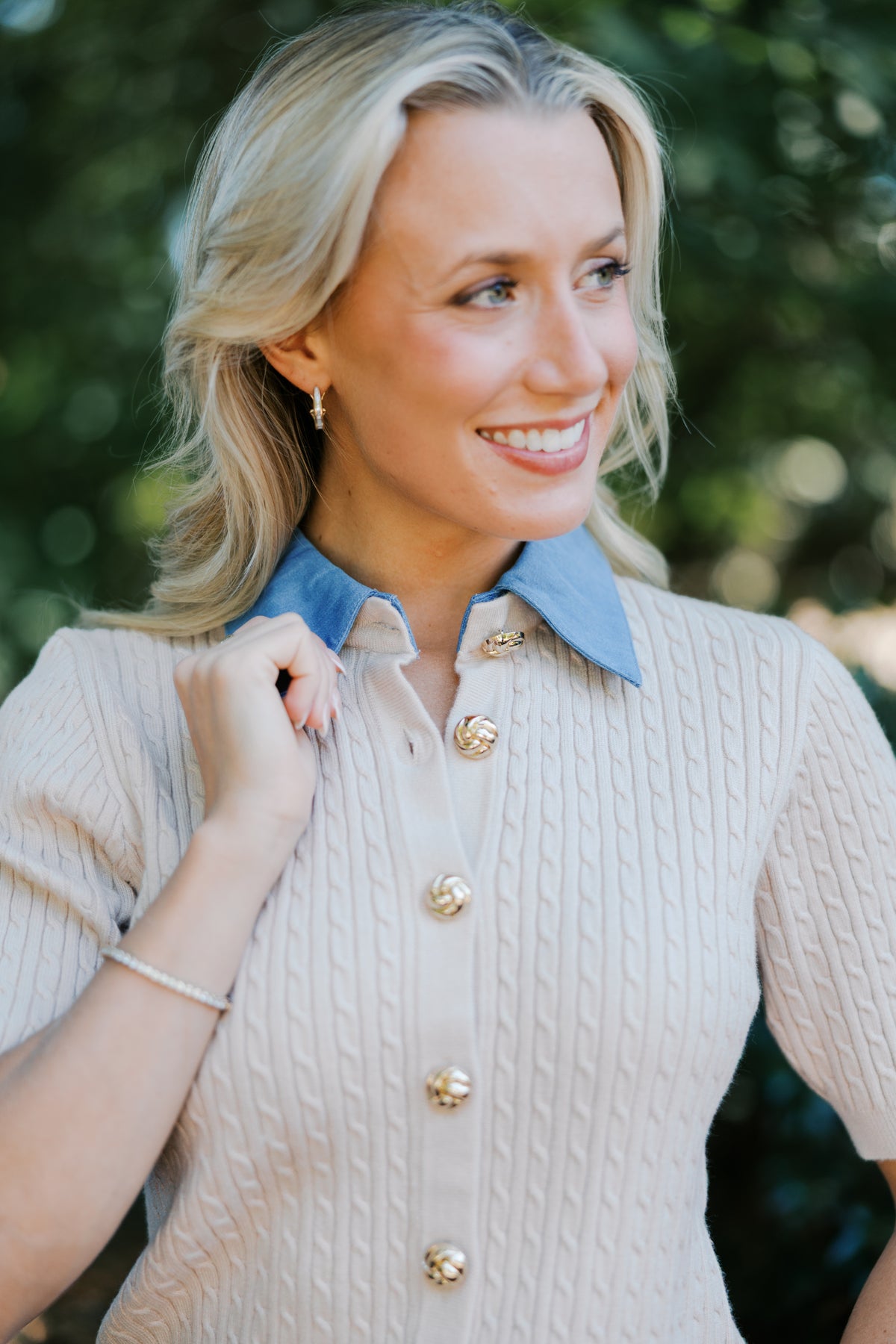 Denim Collar Cardigan