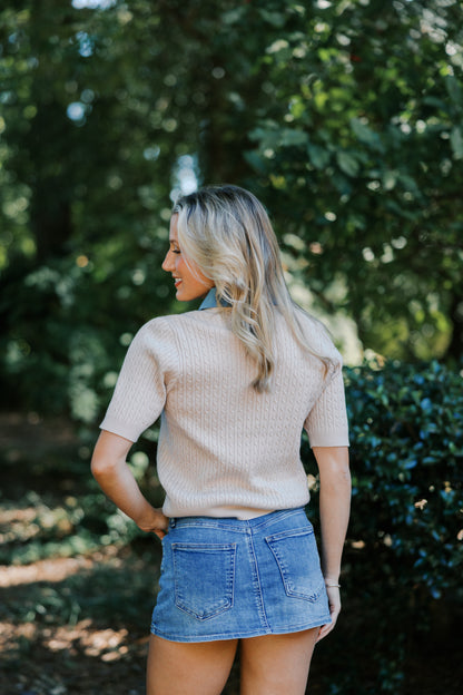 Denim Collar Cardigan