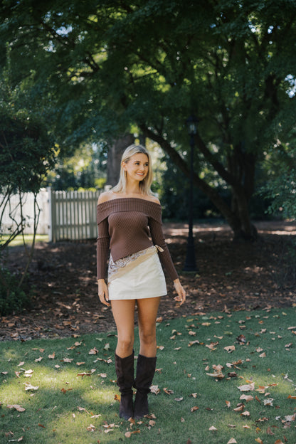Ribbed Off-Shoulder Sweater