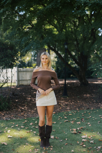 Ribbed Off-Shoulder Sweater