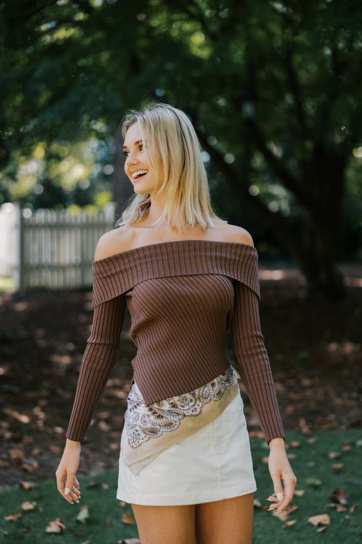 Ribbed Off-Shoulder Sweater