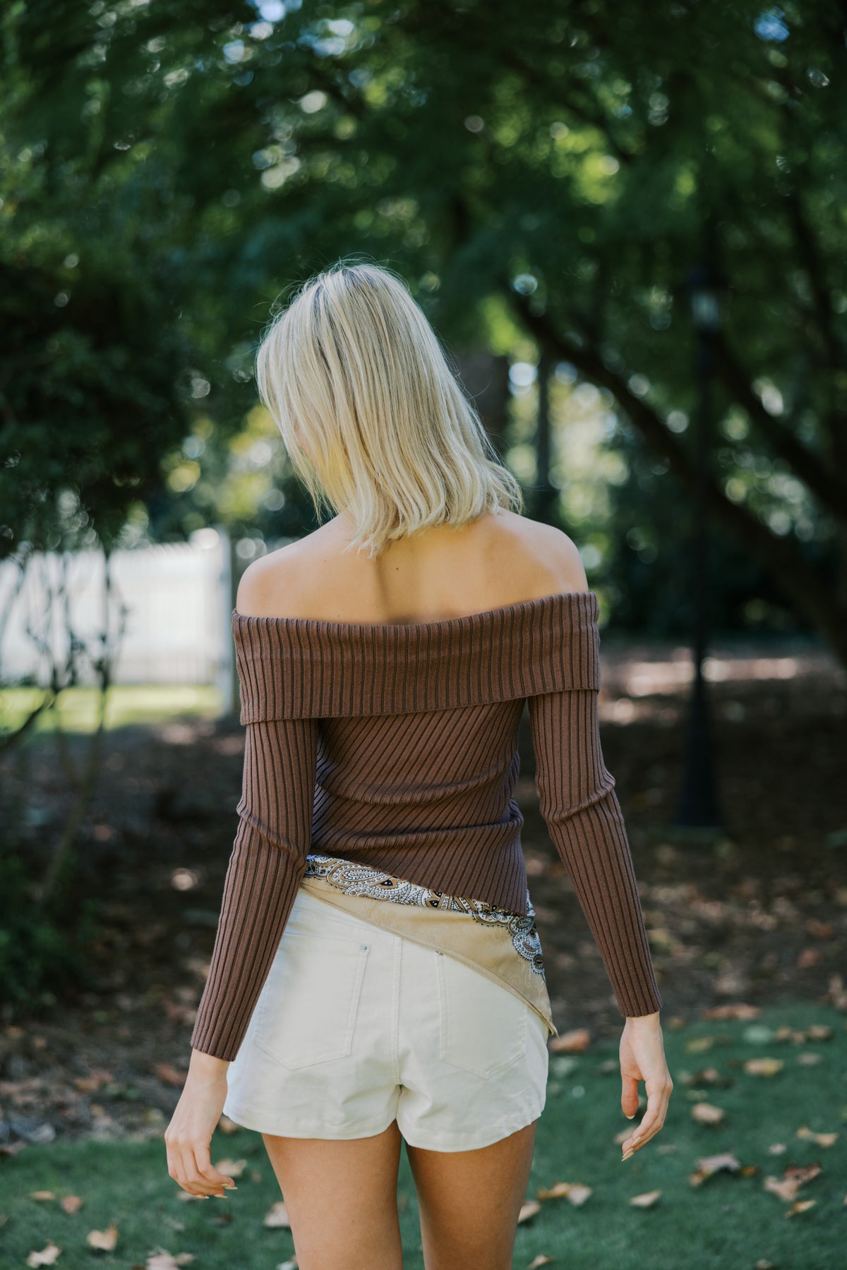 Ribbed Off-Shoulder Sweater