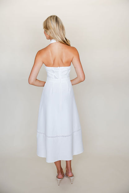 High Neck Lace Midi Dress