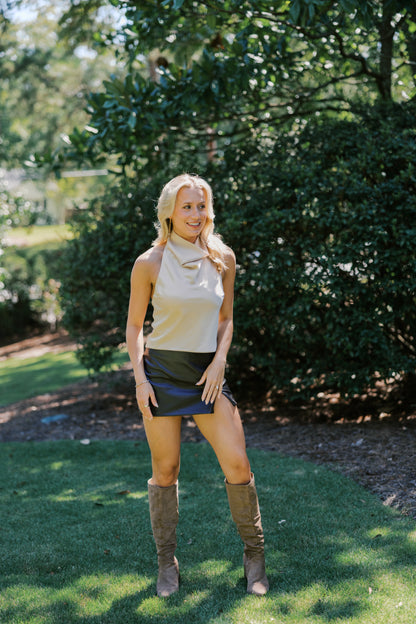 Simply Satin Cowl Halter Top