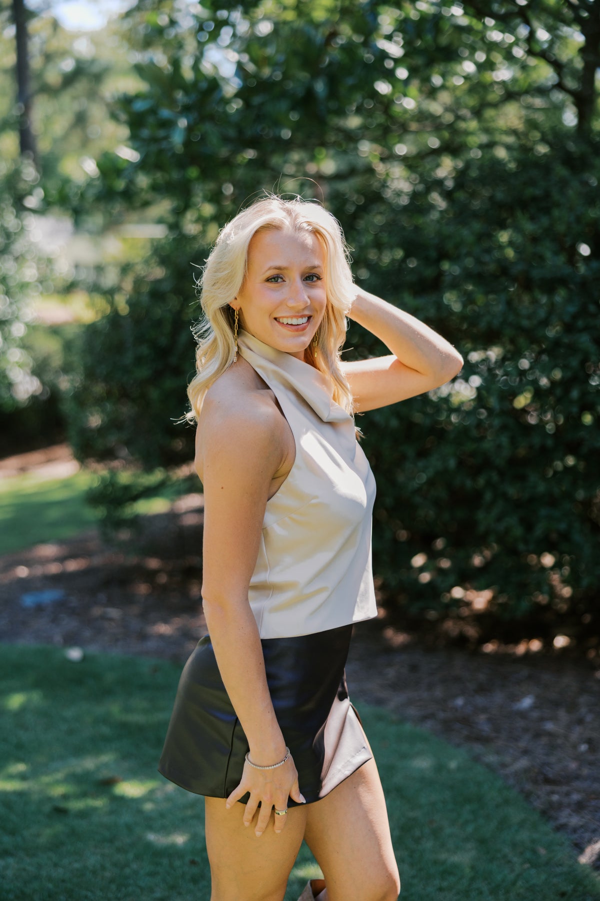 Simply Satin Cowl Halter Top